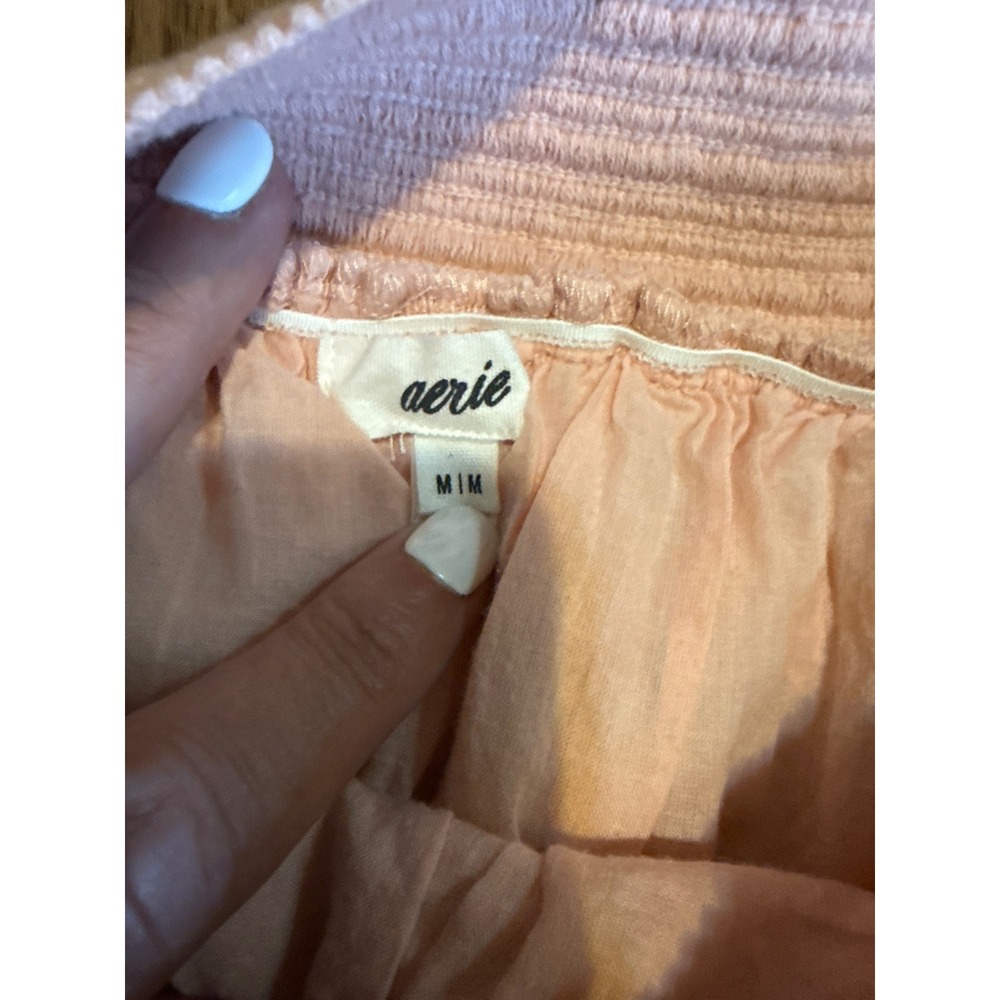 Aerie Peach Pink Crochet Tiered‎ Ruffle Mini Skirt High Waisted Size Medium - Picture 4 of 4